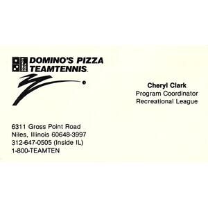 Domino's Pizza Teamtennis Cheryl Clark Niles IL Vintage Business Card SSB4-14